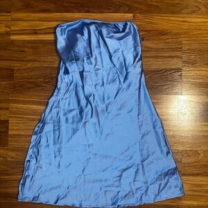 Strapless Blue Satin Dress